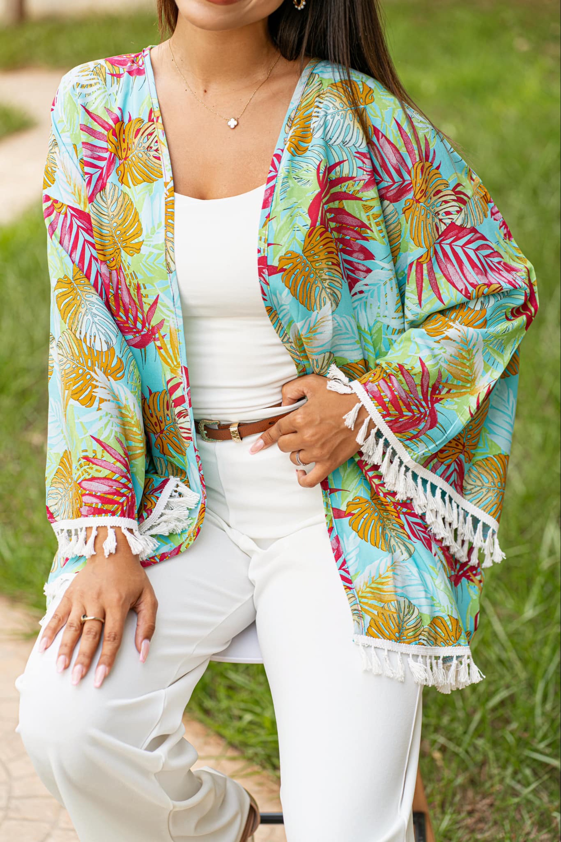 KIMONO TROPICAL BLEU